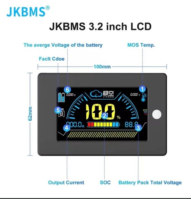 У наявності! Яскравий дисплей 3.2" jk display монітор екран BMS JiKong
