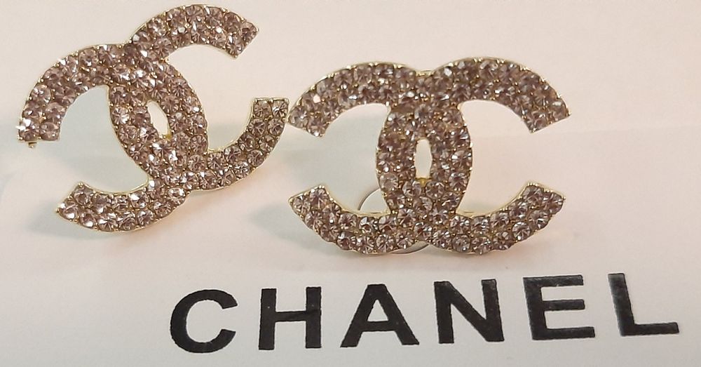 Duże, złote kolczyki cc kryształki Cudo lv ysl