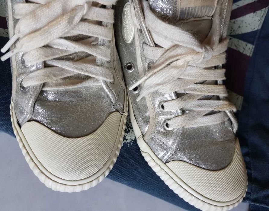 Pepe Jeans Industry trampki  tenisówki srebrne metaliczne sneakersy