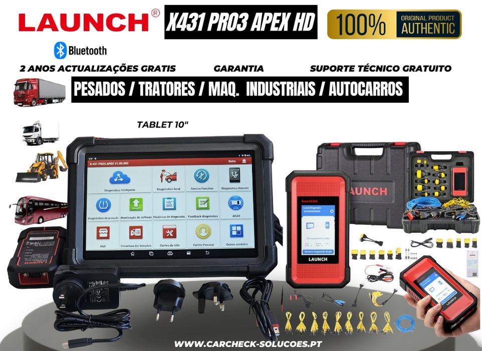 Launch X431 PRO3 APEX Ligeiros + Smartlink HD PESADOS
