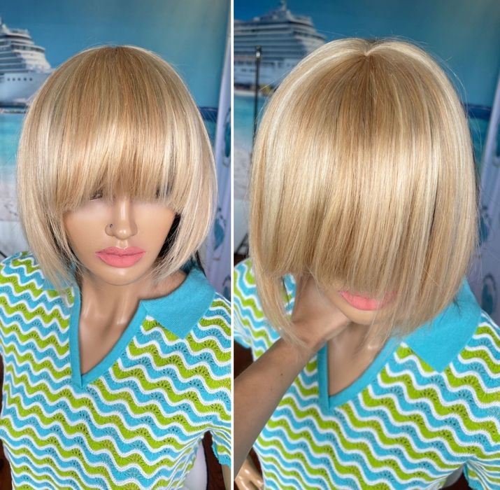 Натуральная чёлка топер накладка блонд натуральные волосы