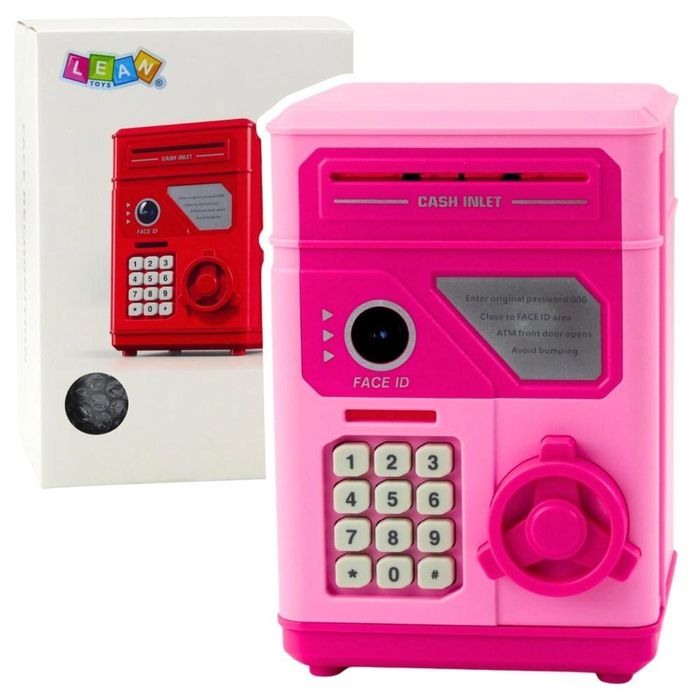 Sejf elektroniczny bankomat Skarbonka na PIN róż pudełko,155x145 mm