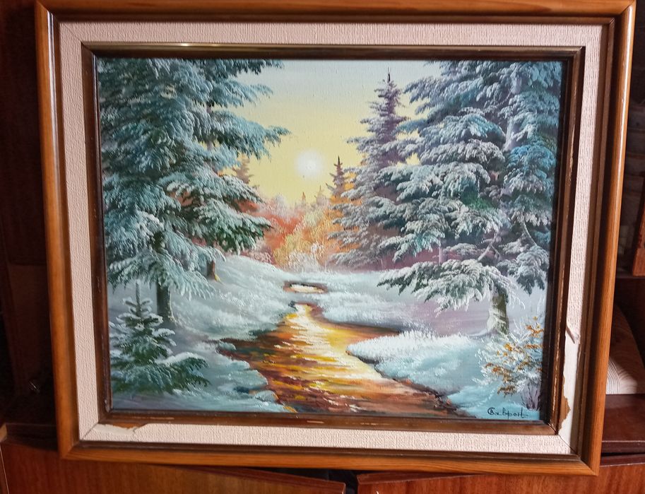 Картина:"Карпаты"  Природа, Зимний лес., написана маслом на холсте.