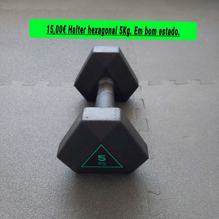 Halter hexagonal 5kg. Musculação Treino.