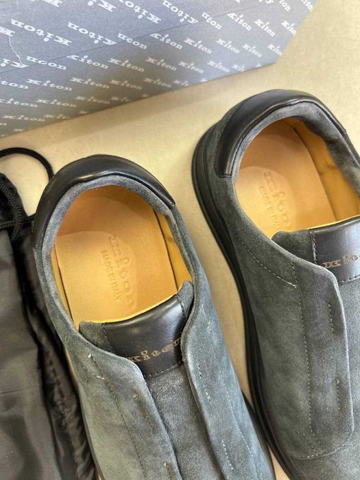 Мужские серые кроссовки Kiton замшевые кеды Китон ob426