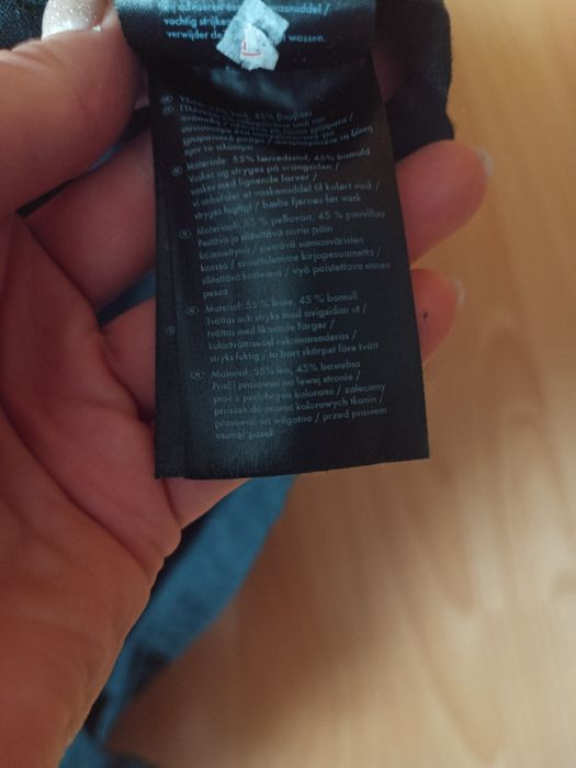 Sukienka lniana 40 L czarna wiązana