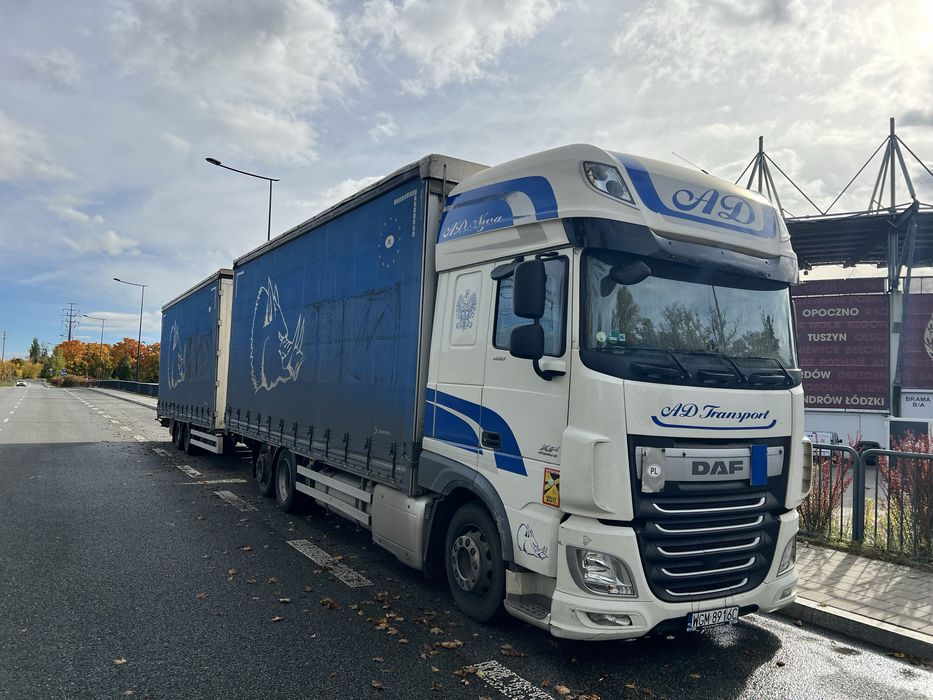 Zestaw DAF XF 106 TAMDEM 7.7+7.7mega+przyczepa Gniotpol