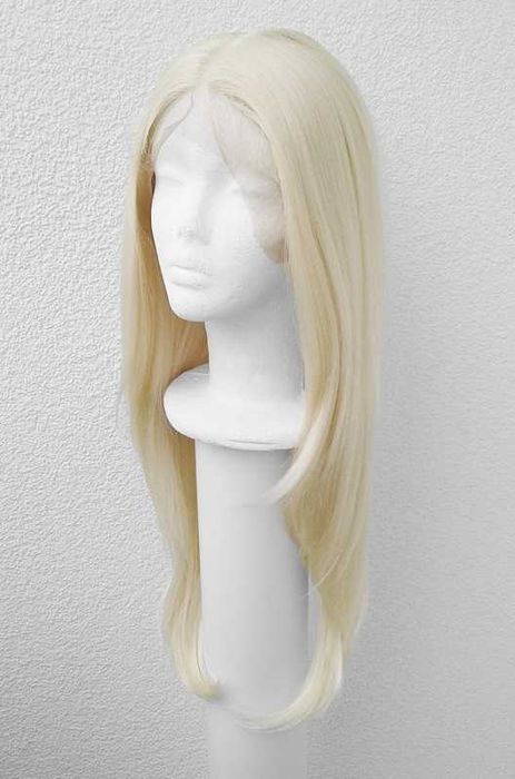 Lace Front długa blond peruka z przedziałkiem prosta cosplay wig