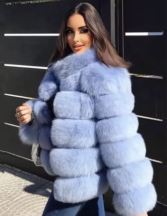 Kontantto kurtka futro blekit puszyste cieple xs-46