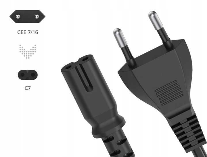 Kabel Zasilający do Radia ósemka 1m czarny