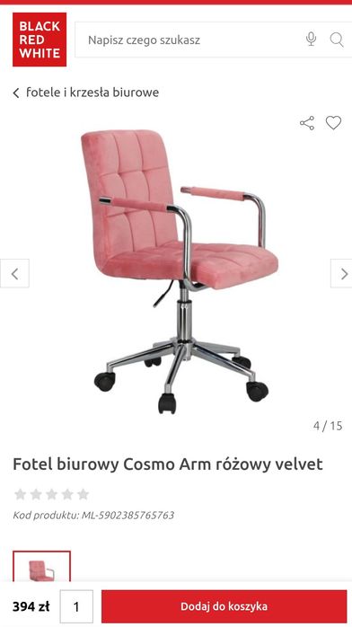Fotel biurowy pudrowy róż