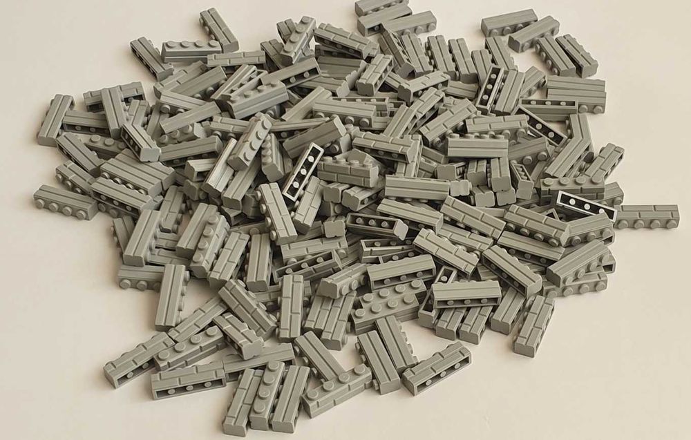 Klocki na sztuki, 250 szt cegiełka jasny szary 1x4, LEGO 15533
