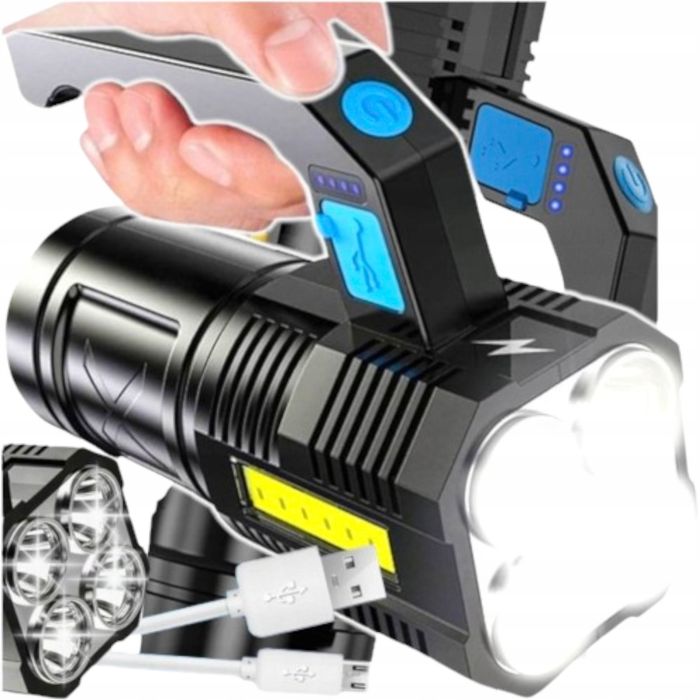 Mocna LATARKA Akumulatorowa Led Usb Lampka Warsztatowa Taktyczna