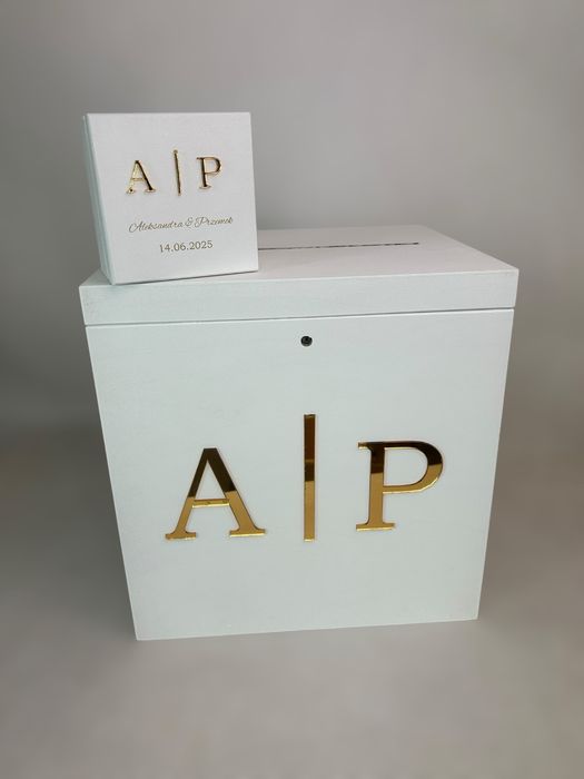 Personalizowany komplet pudełko na koperty i obrączki