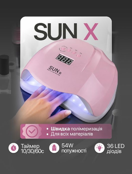 Лампа SUN X 54W PINK LED/UV для полімеризації