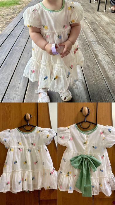 Дитяча святкова сукня з бантом та вишивкою