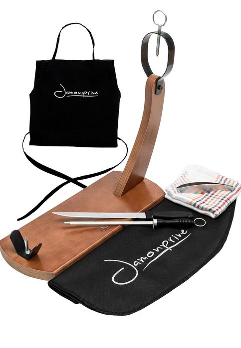 Stojak do Szynki + Nóż + Ostrzałka Stalowa + Osłona na Szynkę + Ścierk