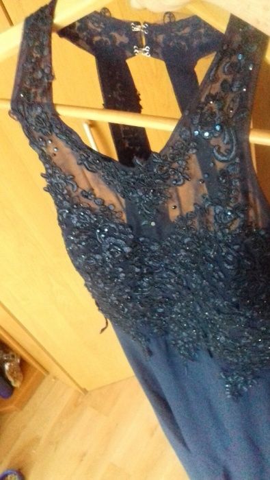 długa suknia L granatowa