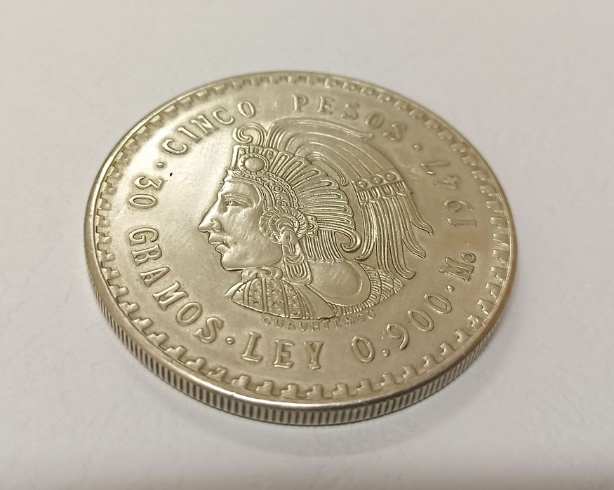 Срібна монета Мексика 5 песо Cuauhtémoc, 1947, 30 г, 900 проба