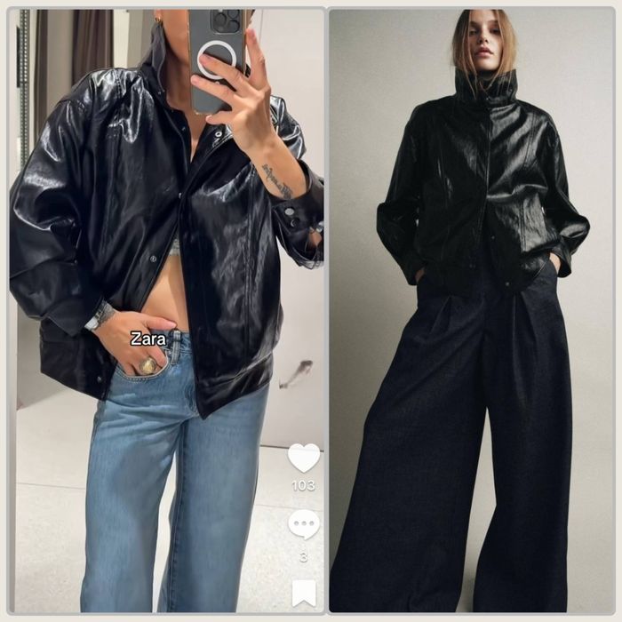 Куртка бомбер zara экокожа S, M