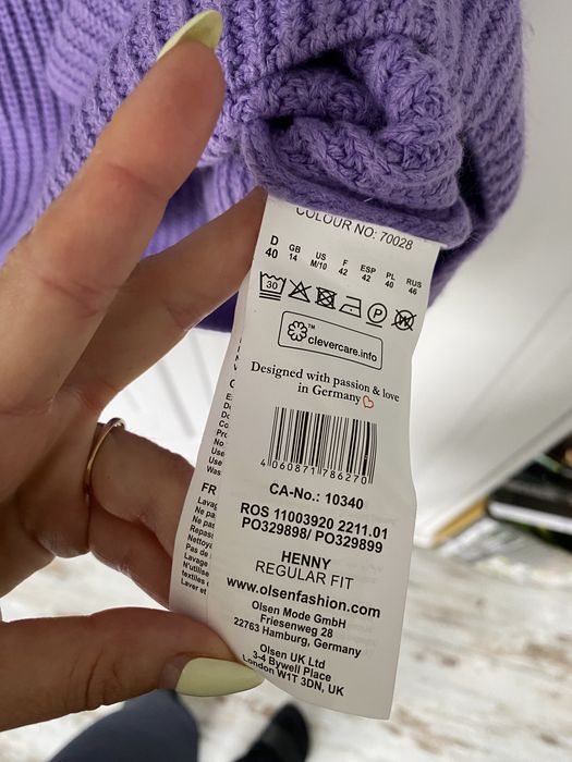 Olsen sweter pol golf bezrekawnik kamizelka lila liliowy 40 L 42 XL