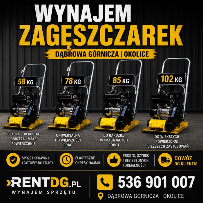 Wynajem zagęszczarka 102kg z matą do kostki brukowej!