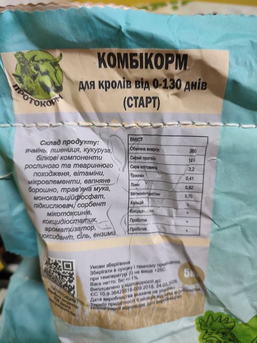Комбікорм для кроликів від Протокорм
