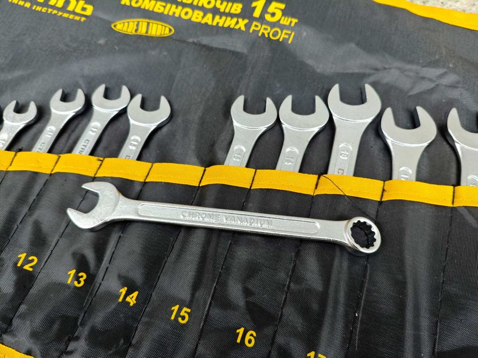Набір 15 ключів рожково - накидні комбіновані  15 шт Cr-V 6 - 22 ключі