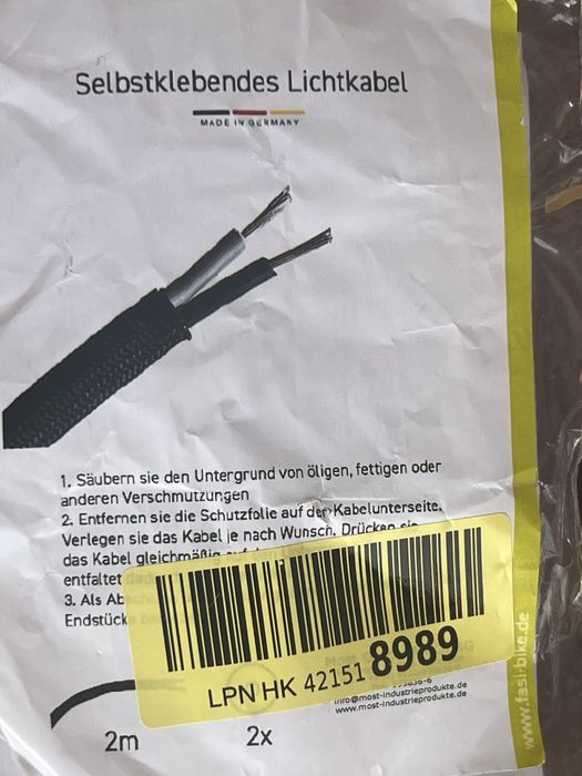 Kabel do roweru z klejem 2 m