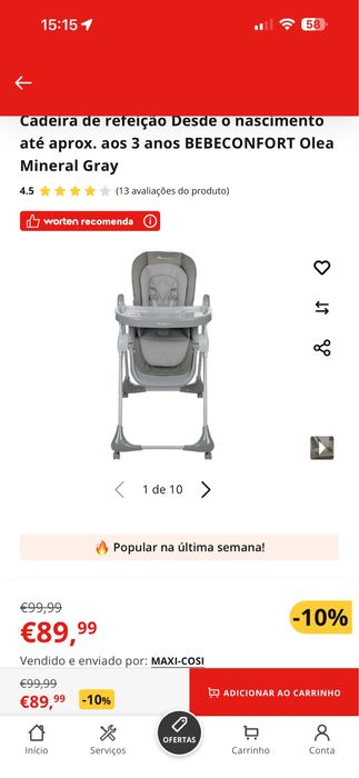 Cadeira de alimentaçao BEBECONFORT