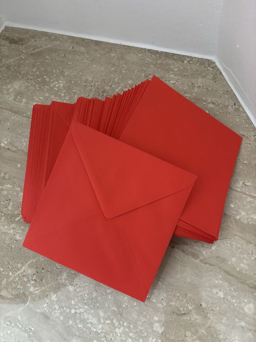 Koperty kwadratowe czerwone 14x14 cm