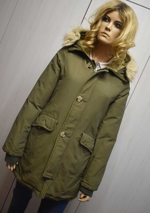 Kurtka zimowa 34 XS parka puchowa płaszcz z kapturem ocieplana zimę