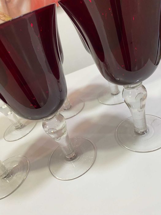 Conjunto de 6 copos cristal vermelhos, fantásticos para o Natal
