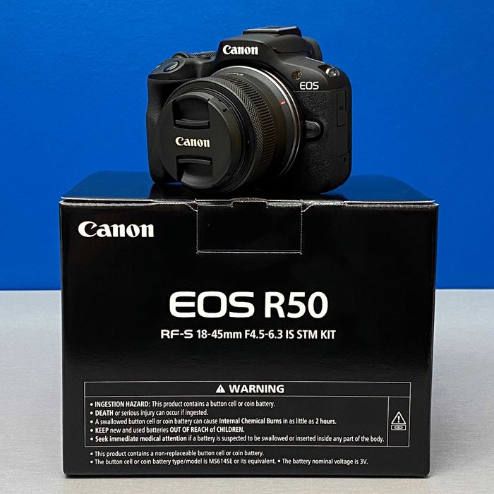 Canon EOS R50 (24.2MP) + RF-S 18-45mm f/4.5-6.3 IS STM | NOVA | 3 ANOS DE GARANTIA