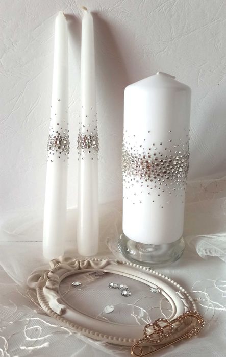 Розкішні весільні свічки, сімейне вогнище, весільні аксесуари. Пишіть