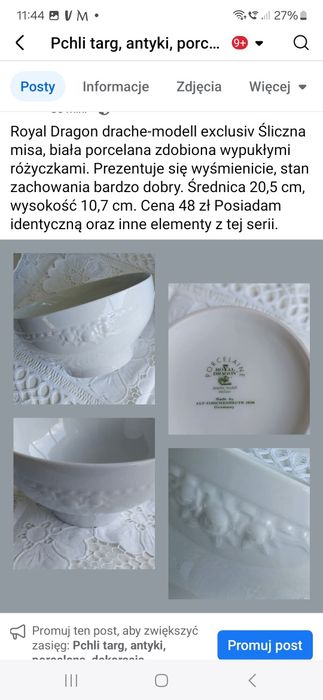 Royal Dragon drache-modell exclusiv Śliczna misa, biała porcelana zdob