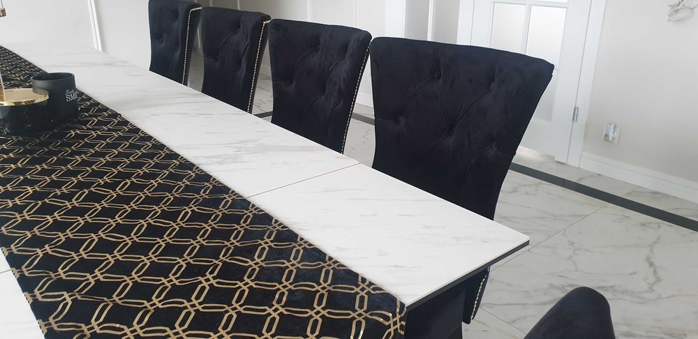 Krzesło tapicerowane pikowane z pinezkami nowoczesne zestaw