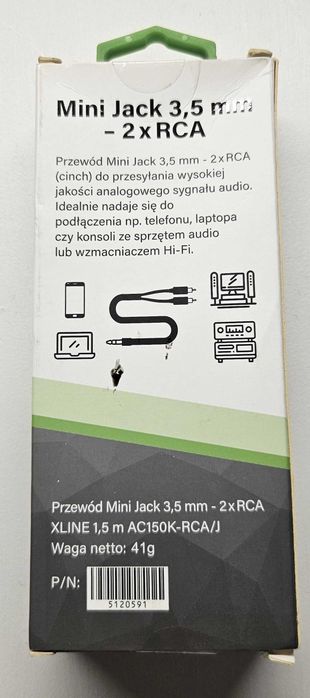 Kabel Jack- 2x Chinch przewód Jack 3.5 mm - 2x RCA XLINE 1.5 m NOWY