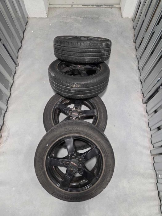 Felgi aluminiowe czarne 5x100 R15 + opony letnie 185/60