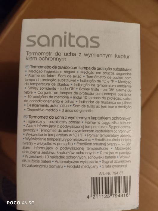 Sanitas Sft 53 termometr do ucha nowy