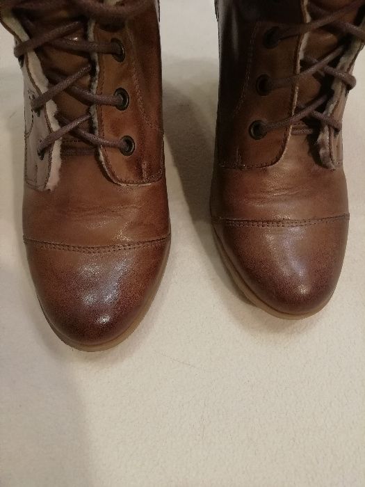 Lacoski 37 trzewiki botki skórzane kolor camel skóra