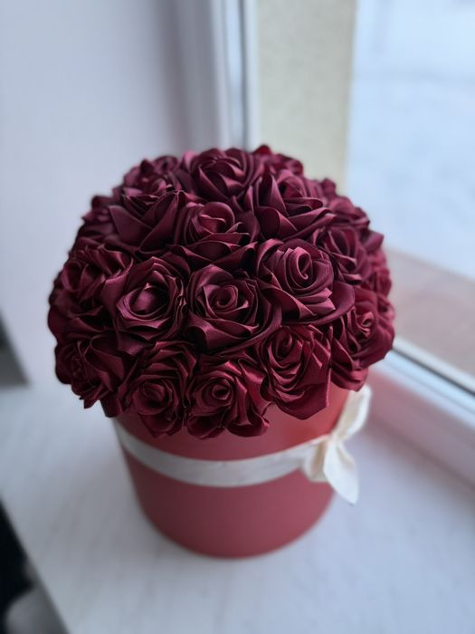 Букет з атласної стрічки  (троянди)