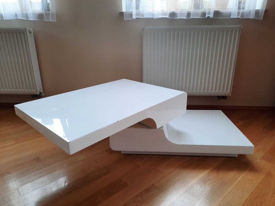 monia stolik kawowy ława  do salonu biały połysk obrotowy 80/60
