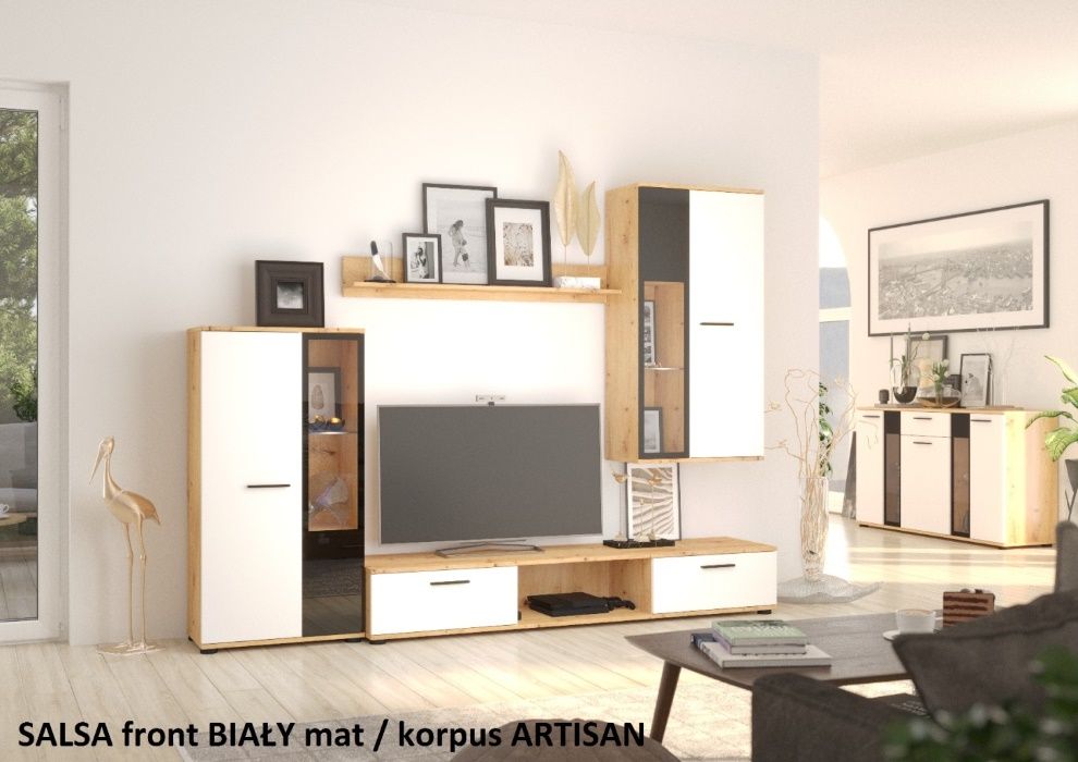 Nowa Nowoczesna Meblościanka SALSA 5 kolorów HIT LED OAKZJA