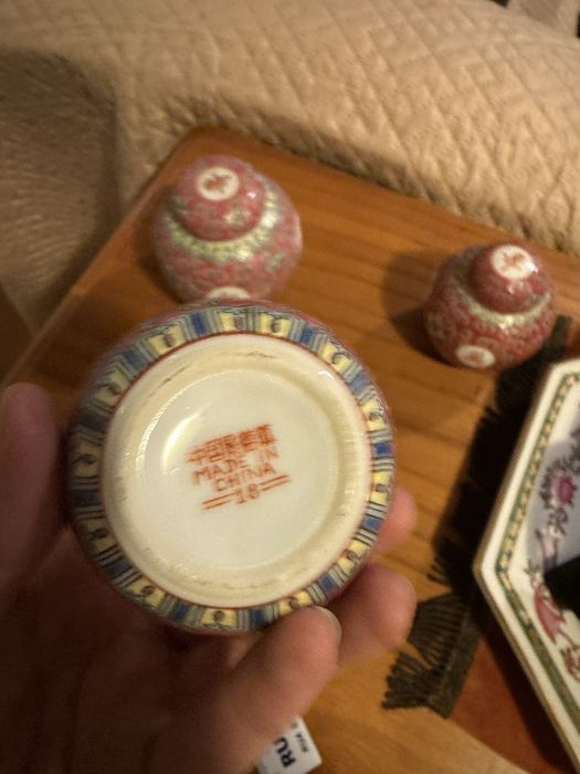 Conjunto 3 potes orientais em porcelana