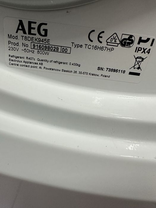 Suszarka AEG 8000 Series 9kg Pompa Ciepła 60cm GW