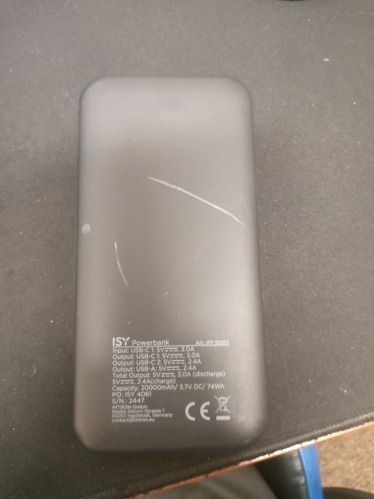 Powerbank model : "ISY IPP 20001" 20000mAh