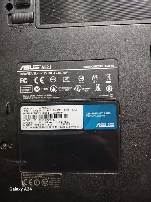 Продам ноутбук asus A52J