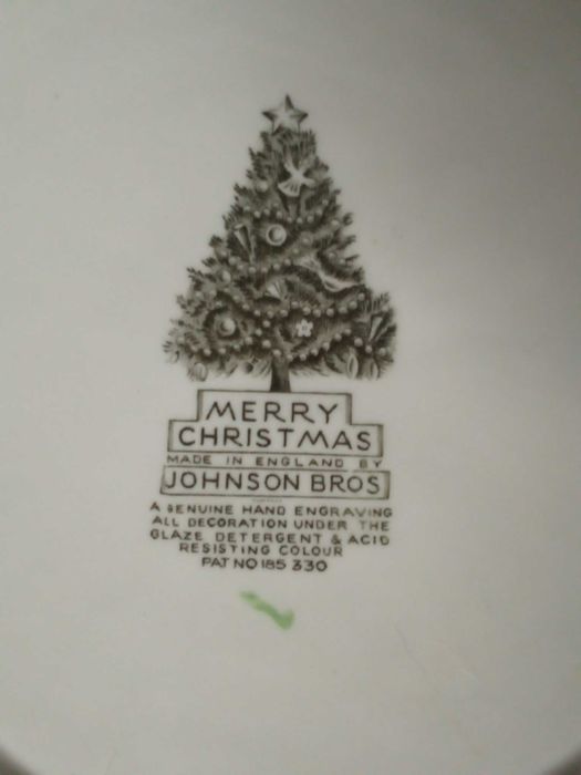 Prato "Merry Christmas", em cerâmica, de Johnson Bros, made in England