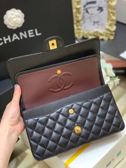 Сумка Chanel classic flap bag 25 см повний комплект бутика шкіра икра